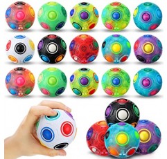 Yilloog 10 Pcs 무지개 퍼즐 공 마술 무지개 공 Fidget 장난감 십대 및 성인, 소년과 소녀, 생일 크리스마스 스타킹 Stuffers 장난감을위한 공 스트레스 해소 장치