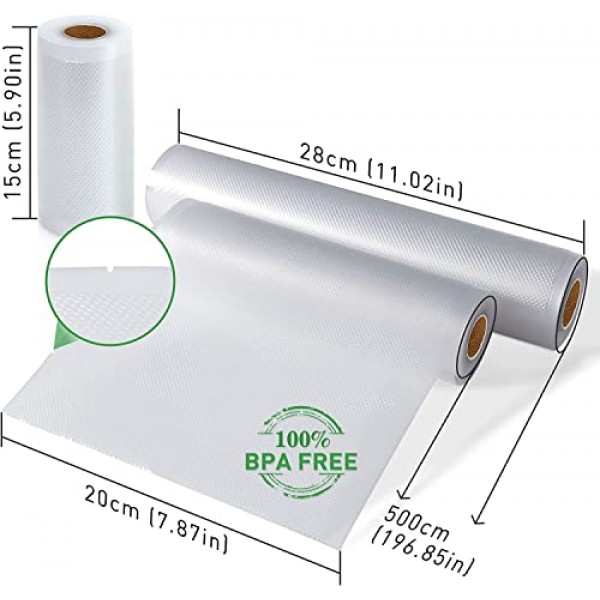 KitchenBoss 진공 백 진공 필름 진공 백 식품 진공 필름 롤 진공 백 진공 실러 용 진공 롤 Sous Vide 백 BPA Free 4 롤 20 x 2/28 x 2/500 cm