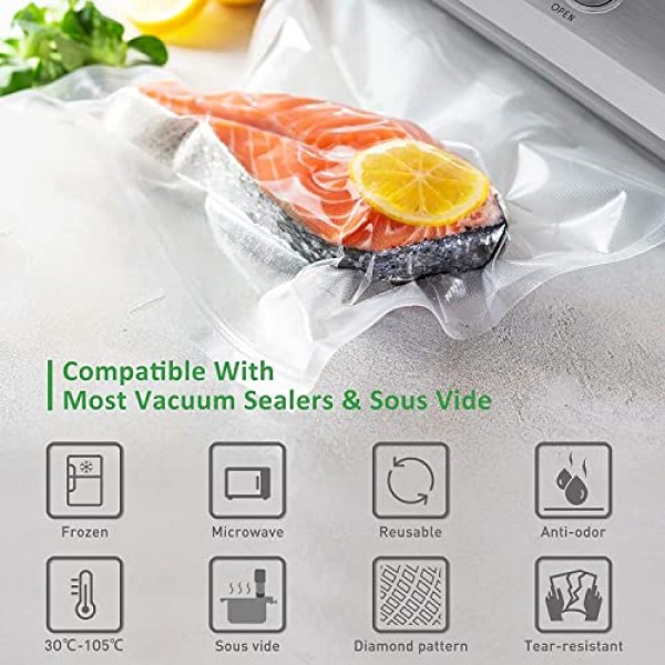 KitchenBoss 진공 백 진공 필름 진공 백 식품 진공 필름 롤 진공 백 진공 실러 용 진공 롤 Sous Vide 백 BPA Free 4 롤 20 x 2/28 x 2/500 cm