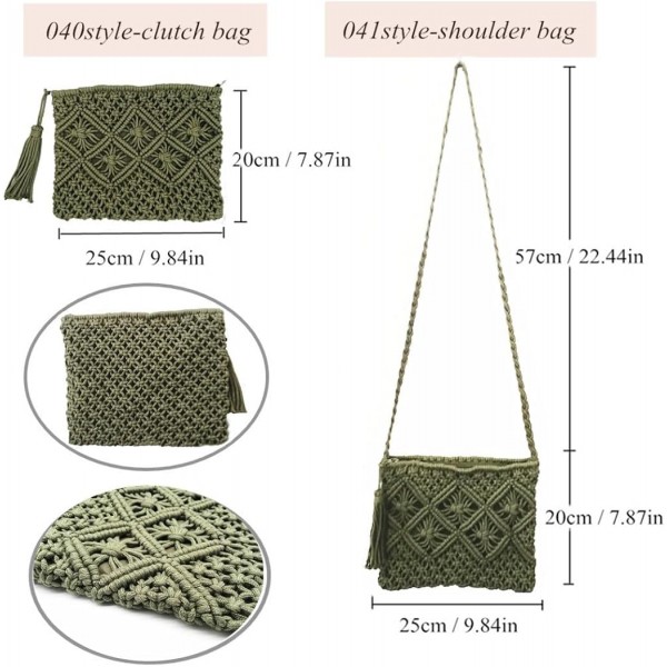 oukesin 여성용 스몰 코튼 숄더 백 Macrame Handmade with Tassel Summer Beach