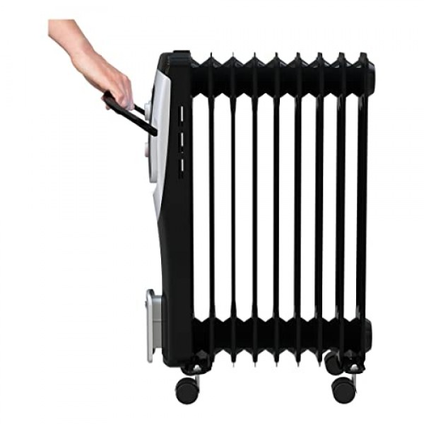 Güde OR 2000-9 오일 라디에이터(220-240V, 2000W 가열 전력, 3가지 열 설정(800/1200/2000W), 9개 리브, 연속 온도 조절기, 기울기 및 과열 보호, 안전한 운송을 위한 바퀴)