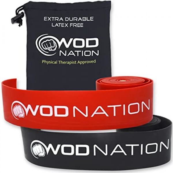 WOD Nation 근육 치실 밴드 아픈 근육을 압정 및 치실로 사용하고 이동성 향상을 위한 회복 밴드: 스트레치 밴드에는 운반 케이스가 포함되어 있습니다.