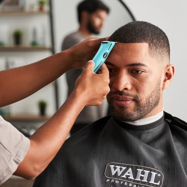 Wahl Professional - 스털링 매거진 트리머 - 회전식 모터와 리튬 이온 배터리를 갖춘 이발사용 전기 무선 헤어 트리머, 블랙/아쿠아