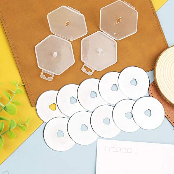 로터리 커터용 10Pcs 45mm 로터리 커터 블레이드, 로터리 커터 교체 블레이드에는 플라스틱 블레이드 보관 케이스, 퀼팅 직물, 종이, 가죽용 로터리 커터 교체가 포함됩