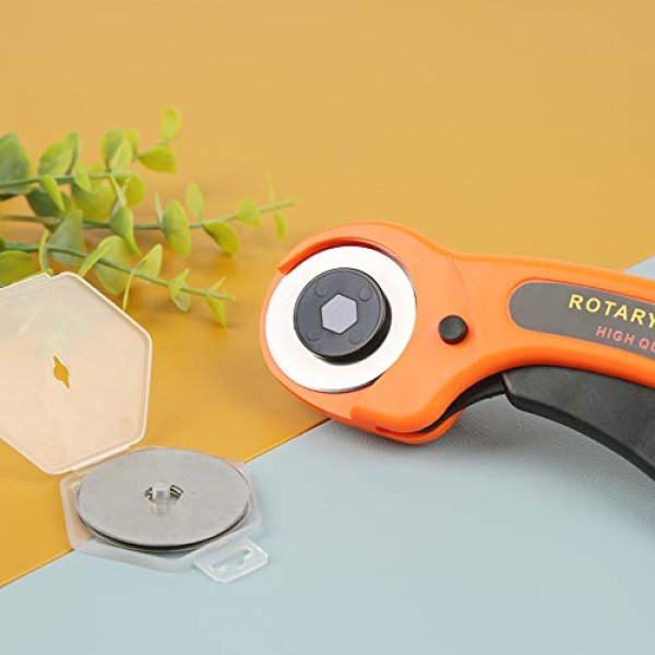 로터리 커터용 10Pcs 45mm 로터리 커터 블레이드, 로터리 커터 교체 블레이드에는 플라스틱 블레이드 보관 케이스, 퀼팅 직물, 종이, 가죽용 로터리 커터 교체가 포함됩