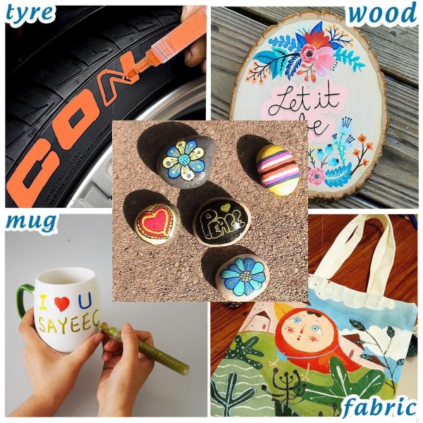 Sayeec 아크릴 마커 24색 세트 스테인드 글라스용 영구 마커 세라믹 도자기 스톤 우드 패브릭 캔버스 맞춤형 머그 스톤 제작을 위한 최고의 선택 24팩