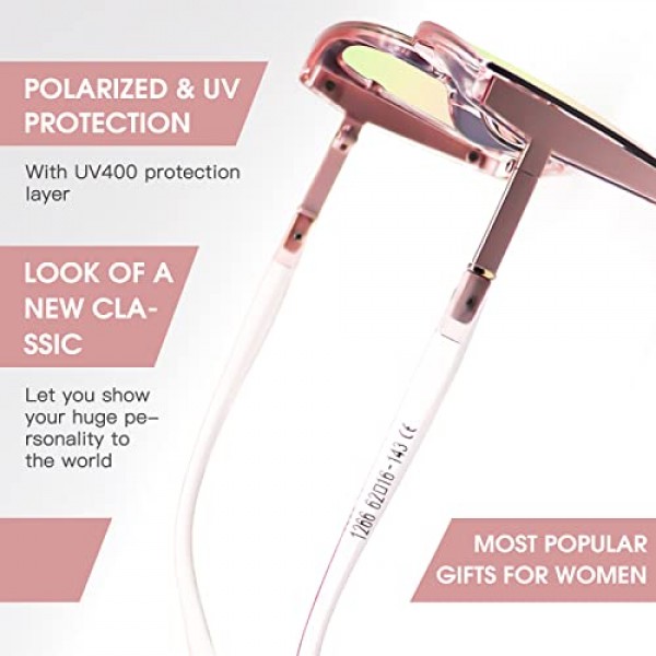 LVIOE UV400 보호 기능이 있는 여성용 편광 고양이 눈 프레임 클래식 빈티지 80년대 선글라스