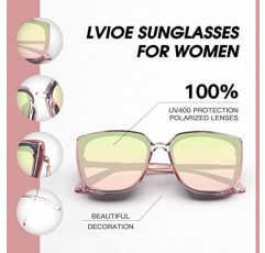 LVIOE UV400 보호 기능이 있는 여성용 편광 고양이 눈 프레임 클래식 빈티지 80년대 선글라스
