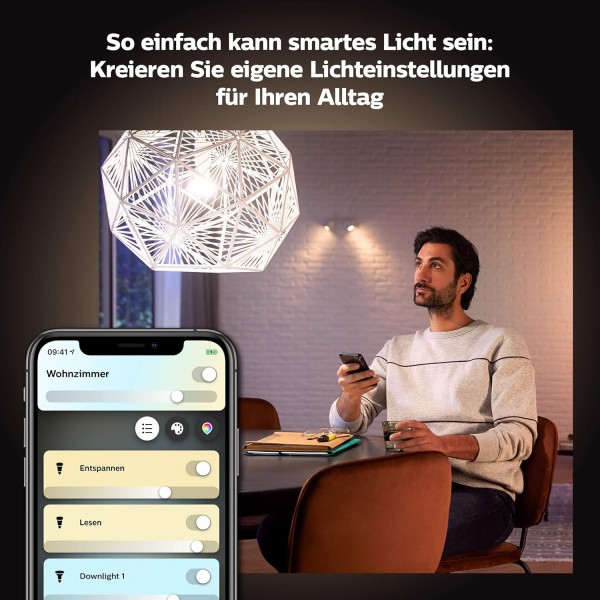 Philips Hue White Ambiance E14 LED 램프 트윈 팩 및 싱글 팩, 밝기 조절 가능, 모든 흰색 음영, 앱을 통해 제어 가능, Amazon Alexa(Echo, Echo Dot)와 호환 가능