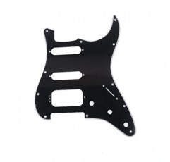 Musiclily Pro 11홀 라운드 코너 HSS 기타 Strat Pickguard 미국/멕시코 Stratocaster용 4나사 험버킹 장착 오픈 픽업, 3겹 블랙