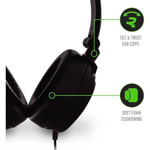 Stealth C6-50 스테레오 게임용 헤드셋 - 강력한 40mm 스피커가 있는 접이식 XBox One 시리즈 S/X PS4/5 스위치 PC와 ​​호환되는 녹색 다중 플랫폼 3.5mm 잭 검정색/녹색