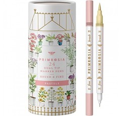 Primrosia 24 파스텔 듀얼 팁 마커, 미세 팁 및 브러시 펜. 예술, 일러스트레이션, 그림, 서예 및 불릿 저널에 적합합니다.