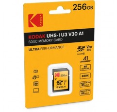 Kodak SD 카드 256GB UHS-I U3 V30 Ultra - 95MB/s 최대 읽기 속도 - 쓰기 속도 최대 85MB/s - 4K Ultra HD 비디오 및 HD 사진 저장 - SD 카드