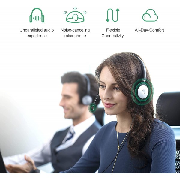 Microsoft 팀용으로 인증된 Yealink UH36 헤드셋, 잡음 제거 마이크 암이 있는 USB-A/3.5mm 모노/ONE 이어 헤드폰, 콜 센터 비즈니스 사무실 IP 전화/PC/Mac/노트북 모노 팀용