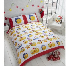 Rapport 싱글 이불 커버 및 베갯잇 침대 세트 Festive Xmas Social Media Icons, Polyester-Cotton, Multi-Color, 12397677