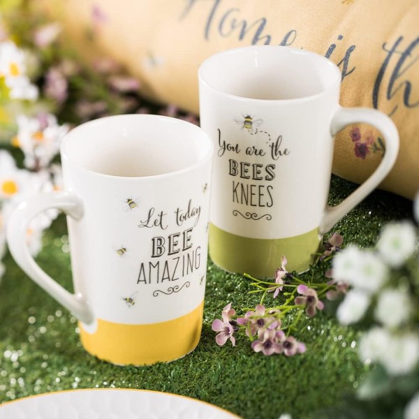ENGLISH TABLEWARE CO Company 비 해피 파인 차이나 라떼 머그-비 어메이징-옐로우