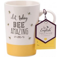 ENGLISH TABLEWARE CO Company 비 해피 파인 차이나 라떼 머그-비 어메이징-옐로우