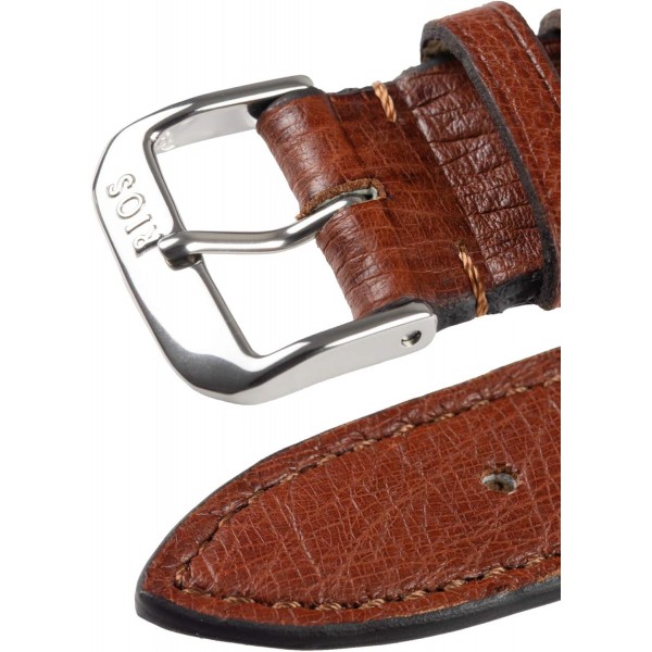 Rios 1931 MAISON 정품 타조 가죽 시계 스트랩 마호가니 19mm 실버 버클