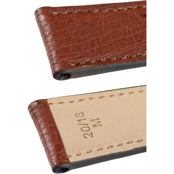 Rios 1931 MAISON 정품 타조 가죽 시계 스트랩 마호가니 19mm 실버 버클