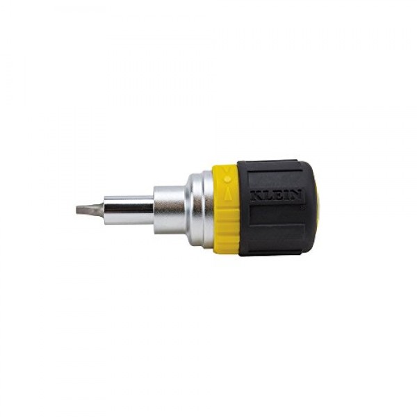 Klein Tools 32594 멀티 비트 드라이버/너트 드라이버, 6-in-1 스터비 도구(십자형, 일자형 및 정사각형 비트, 2개 너트 드라이버 크기 포함)