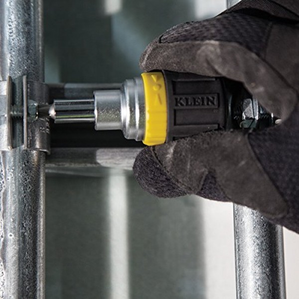 Klein Tools 32594 멀티 비트 드라이버/너트 드라이버, 6-in-1 스터비 도구(십자형, 일자형 및 정사각형 비트, 2개 너트 드라이버 크기 포함)