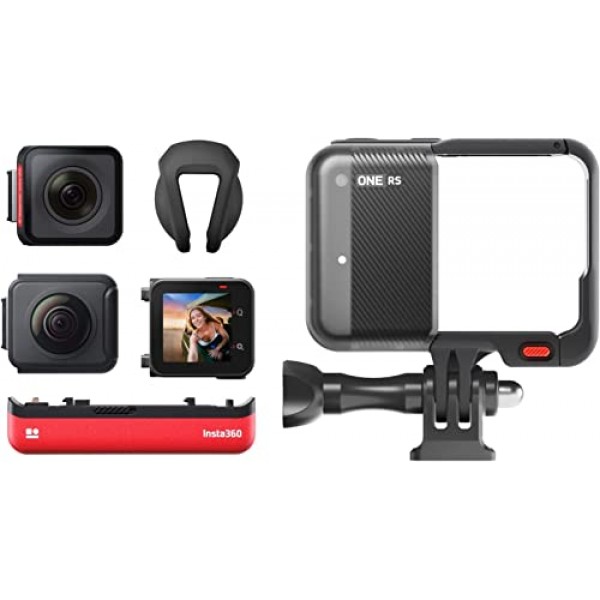 Insta360 ONE RS Twin Edition - 방수 4K60fps 액션캠 및 5.7K 360° 카메라, 교환 가능한 렌즈, 안정화, 48MP 사진, 액티브 HDR, AI 편집