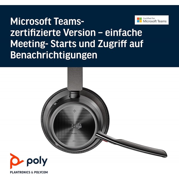 Poly - Voyager Focus 2 UC USB-A 헤드셋(Plantronics) - 붐 마이크가 있는 Bluetooth 이중 귀(스테레오) 헤드셋 - USB-A PC/Mac 호환 - 능동형 소음 제거 - Teams(인증), Zoom 등과 함께 작동 Mic