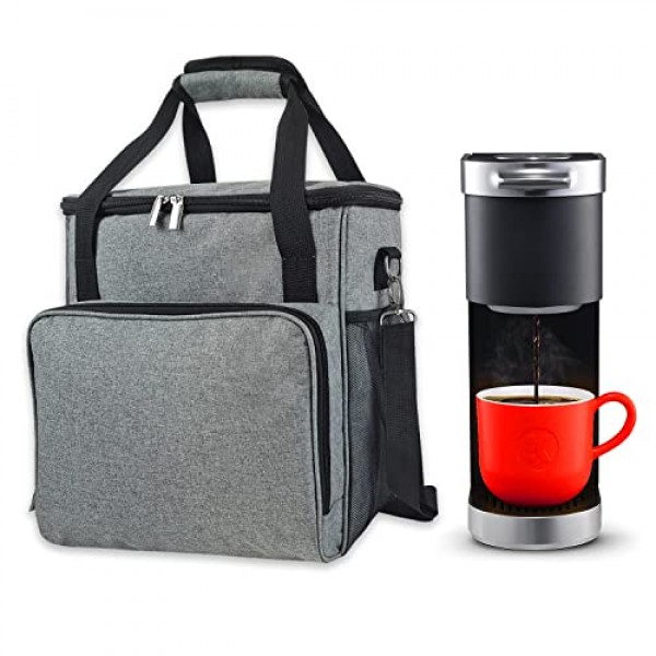 Keurig K-Mini 또는 K-Mini Plus 커피 머신 및 기타 액세서리와 호환되는 커피 메이커 휴대용 가방, 보관용 토트 백 1인용 커피 브루어, 어깨 끈이 있는 여행용 케이스(가방만 
