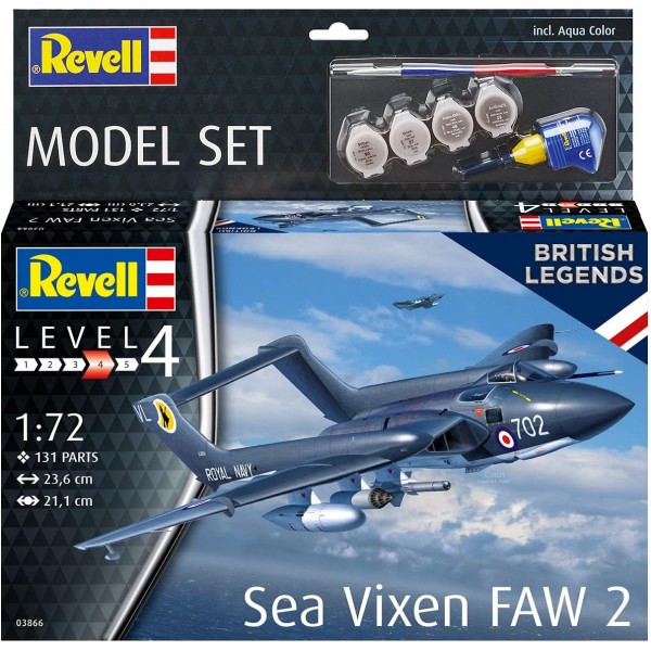 Revell 63866 Model Set Sea Vixen FAW 2 고급 사용자를 위한 충실한 모델 키트, 기본 액세서리 포함, 도색되지 않음
