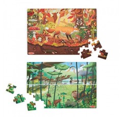 Melissa & Doug 양면 탐색 및 찾기 퍼즐을 탐험해 보세요 - 어린이를 위한 야외 테마 양면 야생 동물 퍼즐 - FSC 인증 재료
