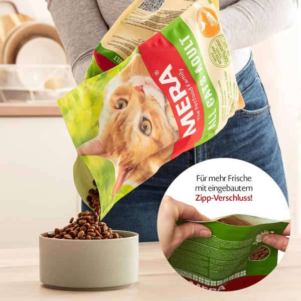 MERA Cats All Cats Adult Chicken - 성묘용 건사료 - 그레인 프리 및 지속 가능 - 고기 함량이 높은 건사료, 10kg 10kg(1팩) 싱글