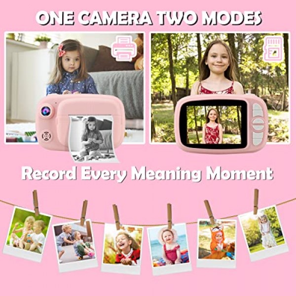 어린이 즉석 카메라, Mijiaowatch 12MP/1080P 어린이용 3.5인치 무료 잉크 인쇄 카메라가 포함된 어린이용 디지털 인쇄 카메라 32GB TF 카드, 비디오 포토 레코더 3 in 1 어린이 