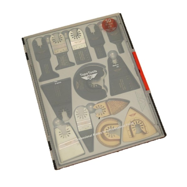 30 x TopsTools SW_FAK30 Fast Fit Mix Blades Case Box Set Compatible with Dewalt Stanley Black and Decker Bosch Fein (Non-StarLock) Makita Milwaukee Hitachi Parkside Ryobi Worx Workzone Multitool