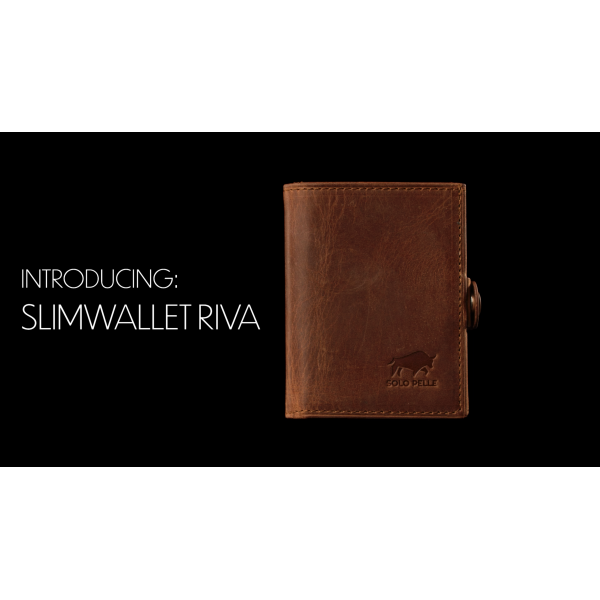 - 동전칸이 있는 SOLO PELLE® 슬림 지갑 [카드 12개] Riva [RFID 보호] 동전칸이 있는 카드 지갑 [가죽] 남성용 및 여성용 스마트 지갑 가죽, 빈티지 브라운