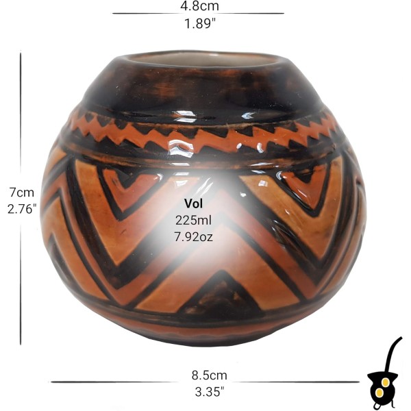 Gaucho Bruno Tribal Ceramic Yerba Mate Cup - 재사용 가능하고 간편한 세척 - 가정 및 여행용 Tribal Mate