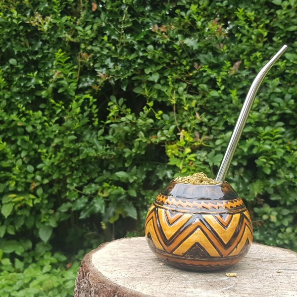 Gaucho Bruno Tribal Ceramic Yerba Mate Cup - 재사용 가능하고 간편한 세척 - 가정 및 여행용 Tribal Mate