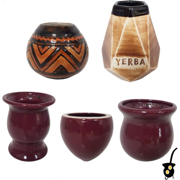 Gaucho Bruno Tribal Ceramic Yerba Mate Cup - 재사용 가능하고 간편한 세척 - 가정 및 여행용 Tribal Mate