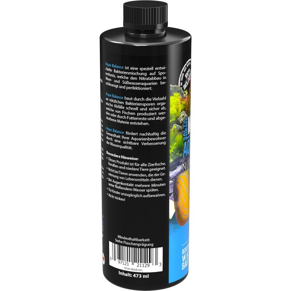 MICROBE-LIFT Aqua Balance - 수족관 청소, 물 교체 횟수 감소, 질산염 제거, 담수 및 해수, 473ml 싱글