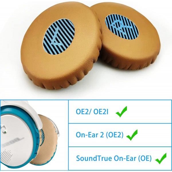 Bose SoundLink On-Ear(OE), On-Ear 2(OE2), OE2i 및 SoundTrue On-Ear(OE) 헤드폰과 호환되는 이어 패드 교체용 폼 이어 패드(갈색)