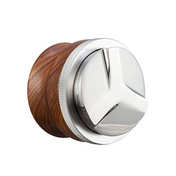 53mm 커피 분배기, 에스프레소 분배 도구, 54mm Breville Barista Portafilter에 맞는 호두 나무 손잡이가있는 조절 가능한 깊이 에스프레소 탬퍼 레벨러