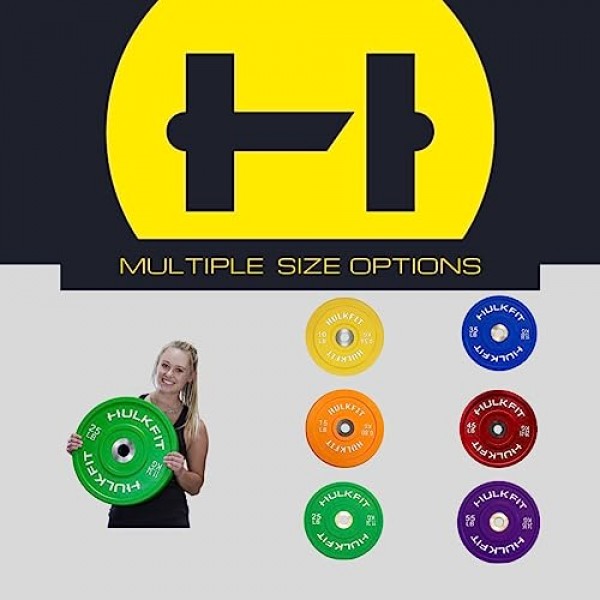 HulkFit 2 스포츠 시리즈 올림픽 충격 흡수 고무 범퍼 웨이트 플레이트(바벨용)
