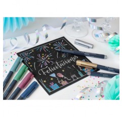 Faber-Castell 160713 Metallics Marker with fiber tip, 1.5mm 선 폭, 다양한 표면에 적합, 금속성 효과, 12개 세트, 다색 12개(1팩) 금속성