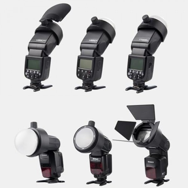 Godox V860II V860III V850III V850II TT685 TT685II TT600 TT560II TT520II, YONGNUO 스피드라이트, Canon Nikon Sony Speedlight용 Godox S-R1 플래시 헤드 어댑터가 포함된 Godox AK-R1 라운드 헤드 액세
