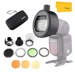 Godox V860II V860III V850III V850II TT685 TT685II TT600 TT560II TT520II, YONGNUO 스피드라이트, Canon Nikon Sony Speedlight용 Godox S-R1 플래시 헤드 어댑터가 포함된 Godox AK-R1 라운드 헤드 액세