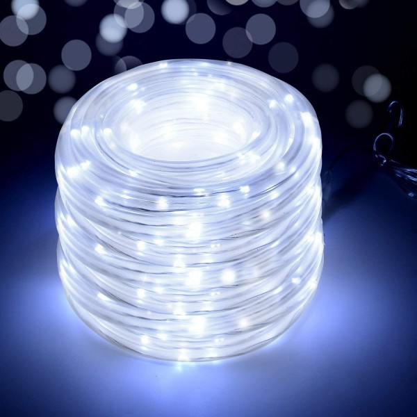 IMAGE 태양열 로프 조명 야외 정원 13M 200LED 태양 광 발전 튜브 조명 웨딩 파티 크리스마스 트리 장식, 멋진 흰색 멋진 흰색 10M