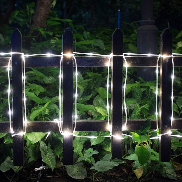IMAGE 태양열 로프 조명 야외 정원 13M 200LED 태양 광 발전 튜브 조명 웨딩 파티 크리스마스 트리 장식, 멋진 흰색 멋진 흰색 10M
