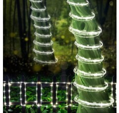 IMAGE 태양열 로프 조명 야외 정원 13M 200LED 태양 광 발전 튜브 조명 웨딩 파티 크리스마스 트리 장식, 멋진 흰색 멋진 흰색 10M