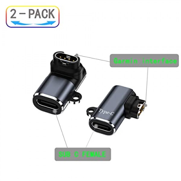 ZJKJHJY 시계 충전기-유형 C 어댑터 케이블 커넥터 변환기, 시계용 2Pcs USB C 어댑터, Garmin Fenix ​​6 6S 6X Pro, Fenix ​​5 5S 5X Plus 등과 호환 가능