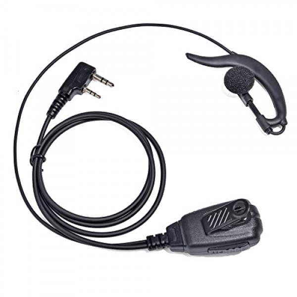 Baofeng UV-5R BF-F8HP UV-82 Retevis RT22 RT21 H-777 RT68 Kenwood 양방향 라디오, 2핀 커넥터가 있는 G형 헤드셋 이어폰, 2팩용 마이크가 있는 워키토키 이어폰