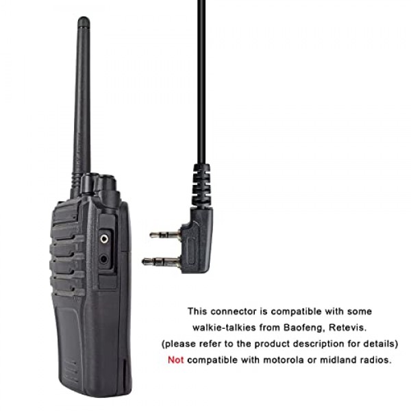 Baofeng UV-5R BF-F8HP UV-82 Retevis RT22 RT21 H-777 RT68 Kenwood 양방향 라디오, 2핀 커넥터가 있는 G형 헤드셋 이어폰, 2팩용 마이크가 있는 워키토키 이어폰
